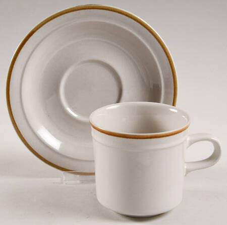 Linda (Single Brown Trim) Flat Cup & Saucer Set