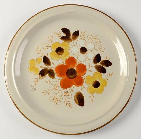 Linda (Single Brown Trim) 12" Chop Plate (Round Platter)