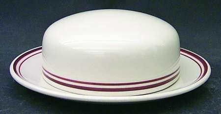 Linda (Double Brown Trim) Round Covered Butter