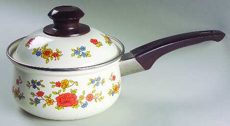 Linda (Double Brown Trim) 1.5 Quart Metal Covered Saucepan