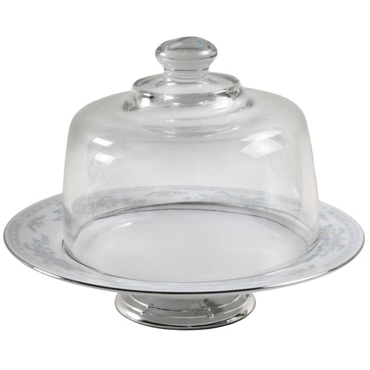 Somerset 6 1/2"-7 1/2" Footed Cheese Plate w/ Glass Dome HC