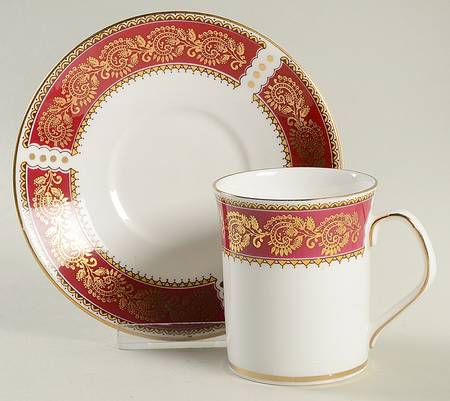 Burgundy Flat Cup & Saucer Set
