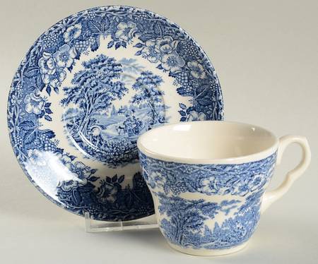 Kingswood Blue Flat Cup & Saucer Set