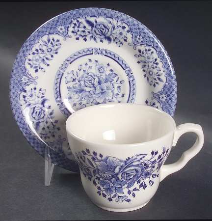 Kew Blue Flat Cup & Saucer Set