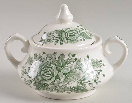 Kew Green Sugar Bowl & Lid