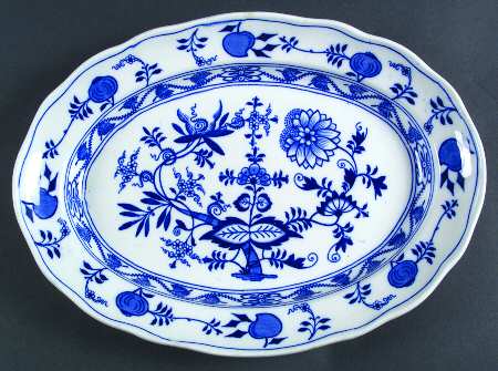 Blue Meissen 13" Oval Serving Platter