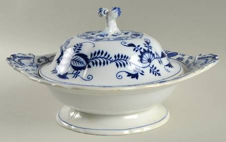 Blue Meissen Round Covered Vegetable