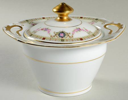 EAM21(WHITE RIM) Sugar Bowl & Lid
