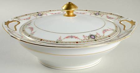 EAM21(WHITE RIM) Round Covered Vegetable