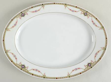 EAM21(WHITE RIM) 14" Oval Serving Platter