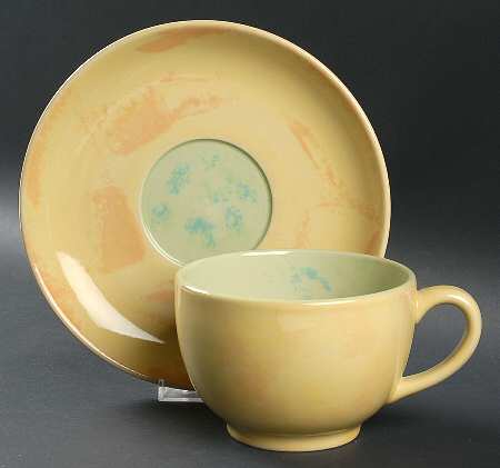 Stonewash Poppy Cafe Au Lait Cup & Saucer Set