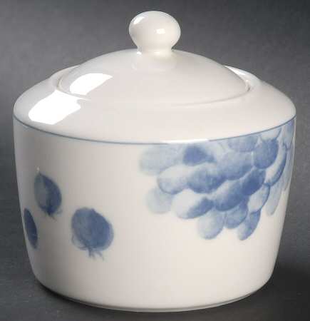 Blue Fruits Sugar Bowl & Lid