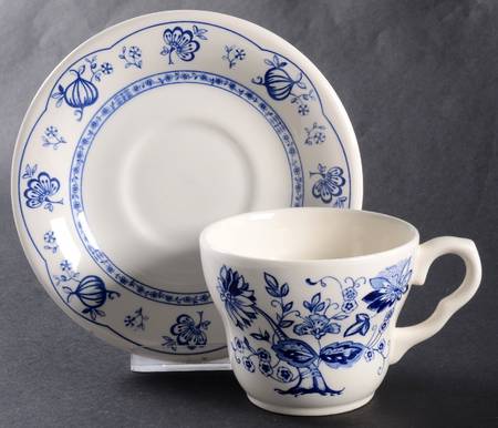 Blue Onion Flat Cup & Saucer Set