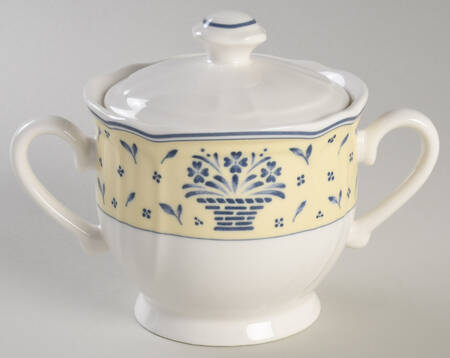 Blue Baskets Sugar Bowl & Lid
