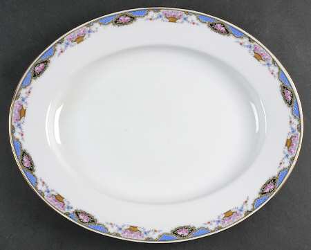 7576 (No Verge, White) 14" Oval Serving Platter