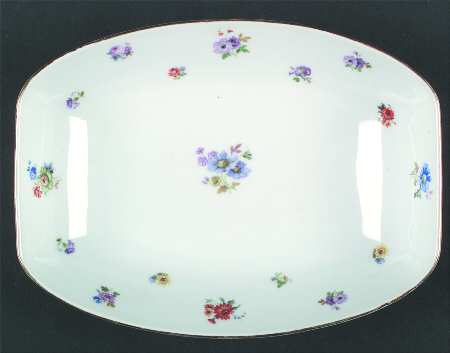 1088 (Center Floral) 9" Oval Vegetable Bowl