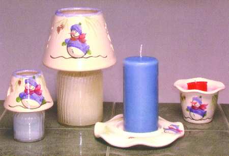 Snowman 6" Flat Pillar Candleholder