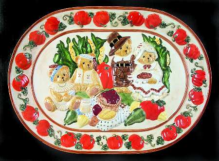 We Bear Thanks 18" Sculpted Oval Serving Platter