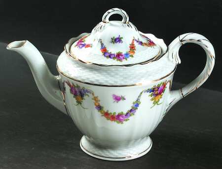 9954-919 (White, Basketweave) Teapot & Lid