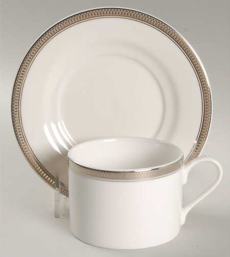 Century Platinum Flat Cup & Saucer Set
