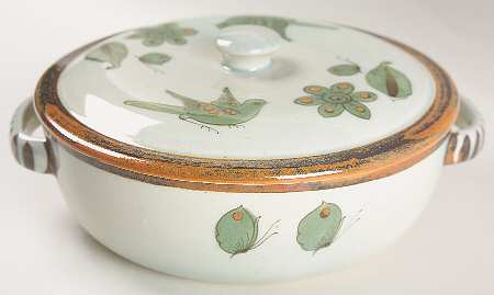 El Palomar Green 2 Qt Round Covered Casserole