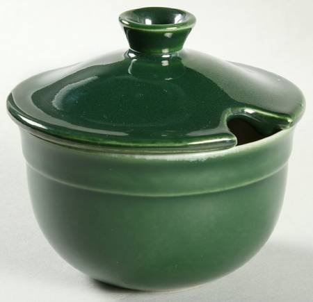 Olive Green Sugar Bowl & Lid