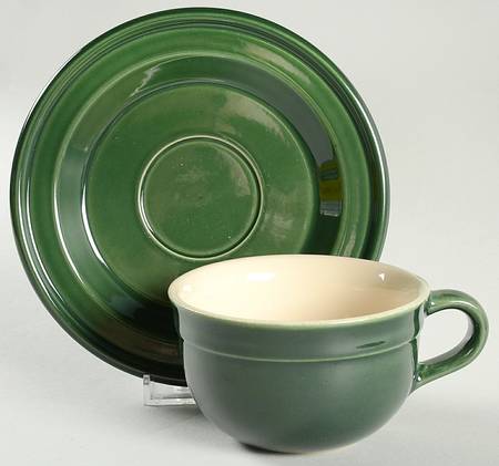 Olive Green Flat Cup & Saucer Set