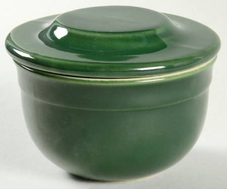 Olive Green Covered Butter Pot