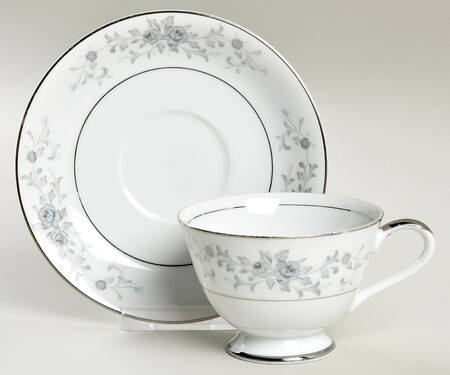 Blue Rose Footed Cup & Saucer Set
