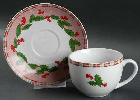 Tartan Ribbon Flat Cup & Saucer Set
