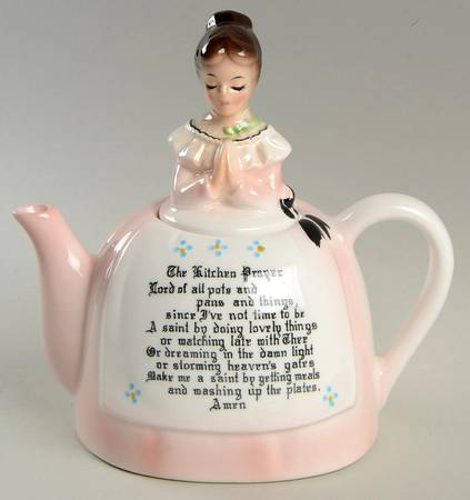 Mother In The Kitchen (Pink Skirt) Teapot & Lid