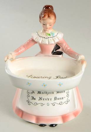 Mother In The Kitchen (Pink Skirt) Scouring Pad & Soap Holder