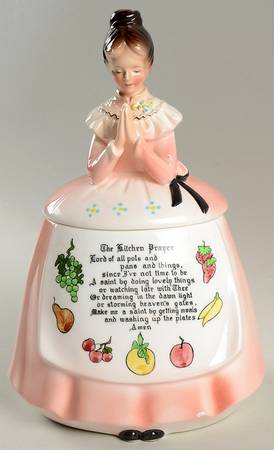 Mother In The Kitchen (Pink Skirt) Cookie Jar & Lid