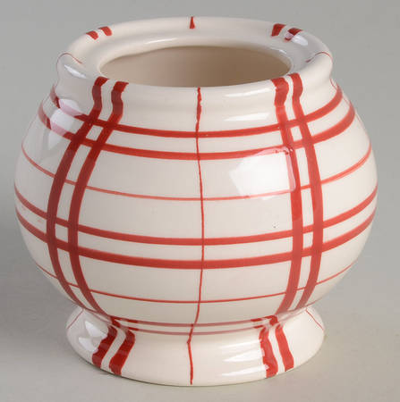 Plaid Polka Dot Red Sugar Bowl No Lid