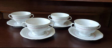 ESC271 Footed Cream Soup Bowl & Saucer Set