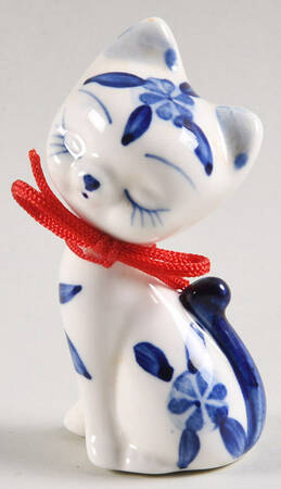Delft Blue Cat Figurine
