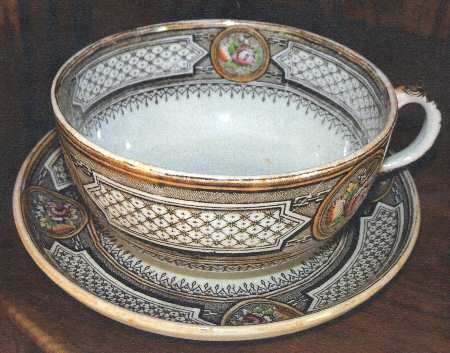 Milan Brown Multicolored Flat Cup & Saucer Set
