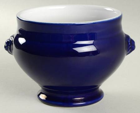Cobalt Blue Footed Lion's Head Soup Bowl