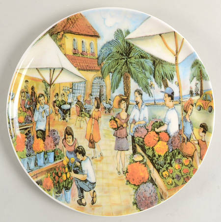 Market Scenes Large Dinner Plate