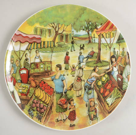 Market Scenes Large Dinner Plate