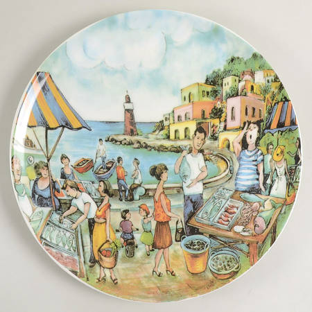 Market Scenes Large Dinner Plate