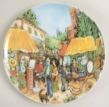 Market Scenes Large Dinner Plate