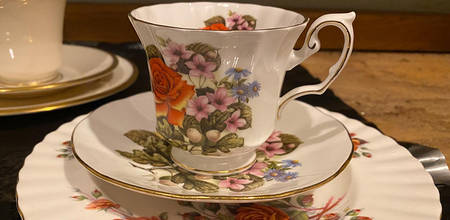 Flowers of the Season Footed Cup & Saucer Set