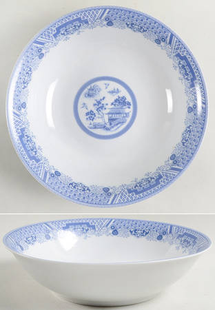Chinese Garden Blue 9" Round Vegetable Bowl