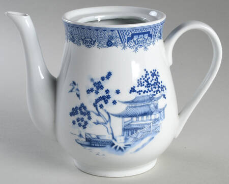Chinese Garden Blue Coffee Pot No Lid