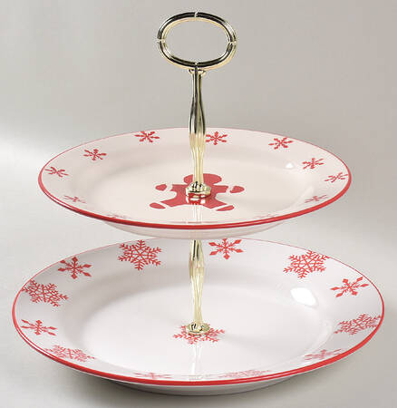 Winterfest 6 5/8"-10"  2 Tiered Serving Tray (Dp, Sp) HC
