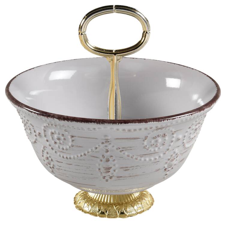 Rustic Birch 6"-7" Handled Footed Nut Dish HC