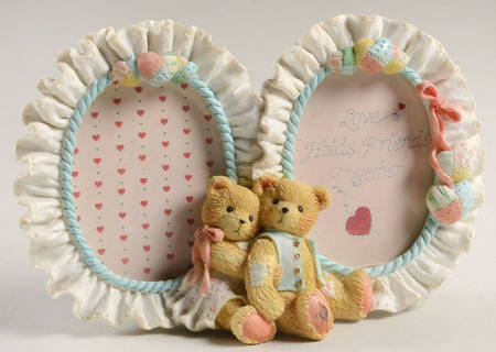 Cherished Teddies Double Frame-Holds 2 1/2" X 3"