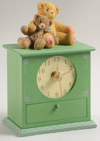 Cherished Teddies Small Desk Clock with Drawer