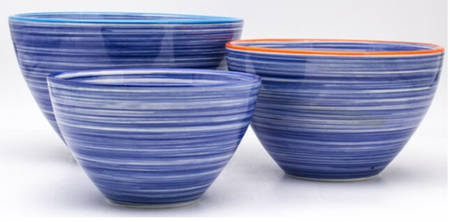 Raia Blue (3 Piece) Nesting Bowl Set (6", 8", 9")